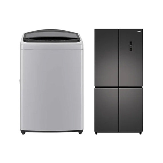 LG+하이얼 결합2종 통돌이 세탁기 17kg 미드 프리 실버 + 냉장고 433L 스페이스 그레이 렌탈 상품 이미지