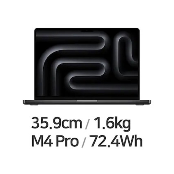 애플 APPLE 2025 MAC 맥북프로14 M4 Pro 12core 16GPU 24GB 512GB 블랙 (MX2H3KHA) 렌탈 상품 이미지