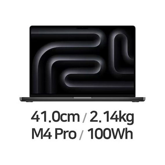 애플 APPLE 2025 MAC 맥북프로16 M4 Pro 14core 20GPU 24GB 512GB 블랙 (MX2X3KHA) 렌탈 상품 이미지