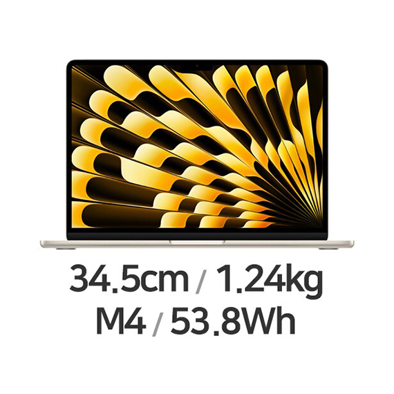 위더스컴퓨터 APPLE 맥북에어13 M4 10코어 CPU 10코어 GPU 16GB 512GB 렌탈 상품 이미지