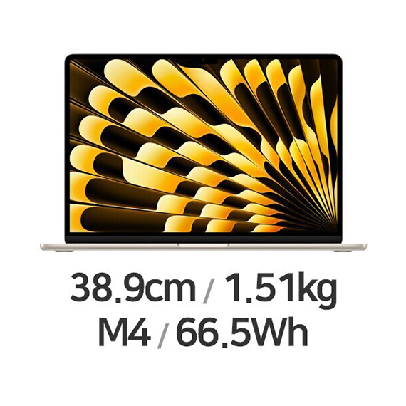 위더스컴퓨터 APPLE 맥북에어15 M4 10코어 CPU 10코어 GPU 16GB 512GB 렌탈 상품 이미지
