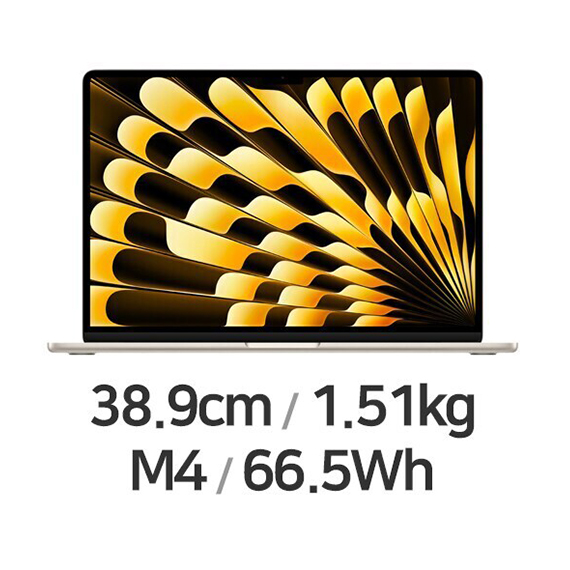 위더스컴퓨터 APPLE 맥북에어15 M4 10코어 CPU 10코어 GPU 24GB 512GB 렌탈 상품 이미지
