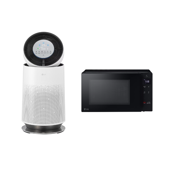 (보람피플 올인원598 1구좌) LG 퓨리케어 360˚ 공기청정기 플러스 18평형+LG 전자레인지 20L 상조가전 렌탈 상품 이미지