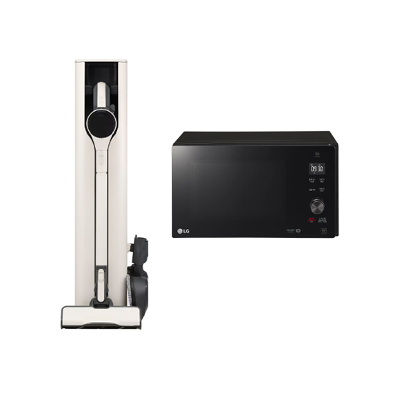 (보람피플 올인원598 2구좌) LG 코드제로 오브제컬렉션 A9S 흡입+스팀 물걸레 + LG 전자레인지 25L 상조가전 렌탈 상품 이미지