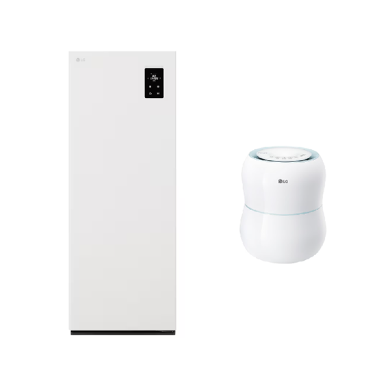 (보람피플 올인원598 2구좌) LG 스타일러 오브제컬렉션 슈케어 최대 4켤레(에센스 화이트)+LG 퓨리케어 자연기화 가습기(라이트 블루) 상조가전 렌탈 상품 이미지