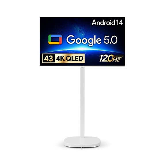 더함 CHIQ 스마트 구글 5.0 OS 안드로이드 14 FHD QLED 43인치 화이트 베젤 이동형스탠드 (G434QW-5.0-삼텐바이미) 렌탈 상품 이미지